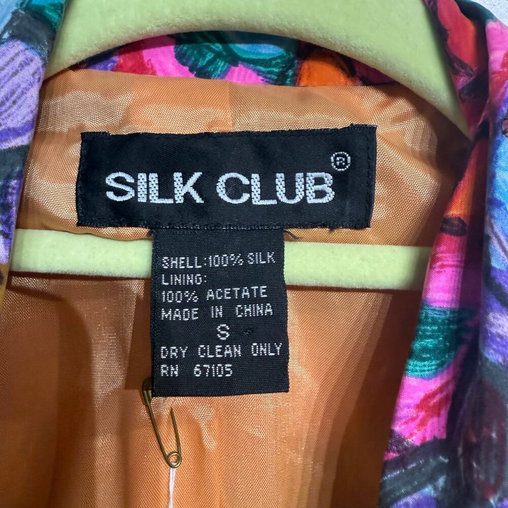 Silk Club Pink Abstract Oversized Silk Vintage Blazer Sz S NWT - Picture 6 of 12